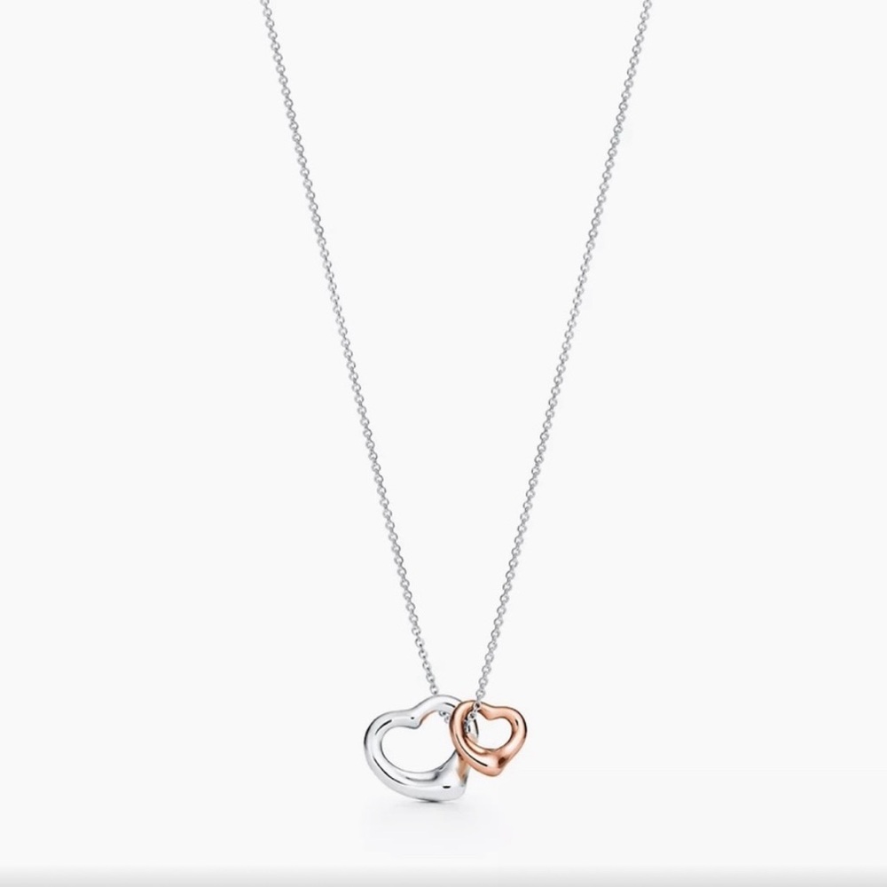 Authentic Tiffany & Co. Elsa Peretti Open Heart Rose Gold Pendant EXTENDED
